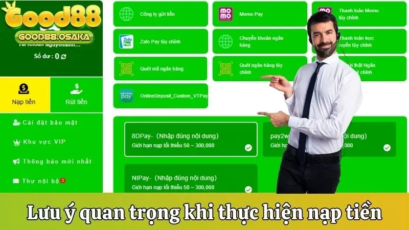 Lưu ý khi thực hiện giao dịch cùng nhà cái Good88