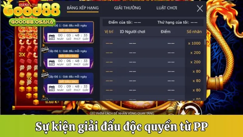 Sự kiện giải đấu độc quyền từ PP